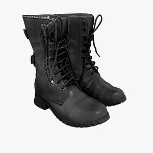 3D Mens Mid Calf Combat Boots model
