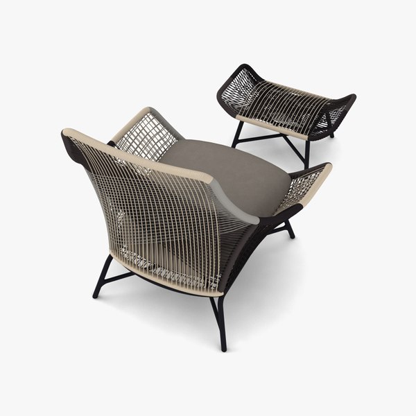 3D West Elm Huron Outdoor Lounge chair and Ottoman TurboSquid 1958645