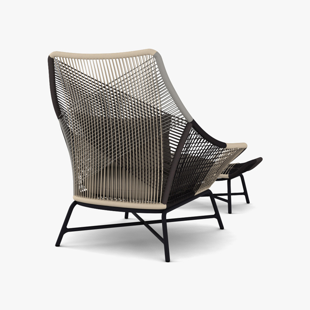 3D West Elm Huron Outdoor Lounge chair and Ottoman TurboSquid 1958645