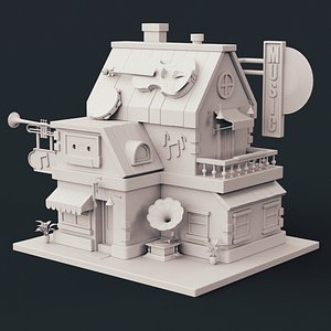 3D 8 Cartoon Buildings Collection