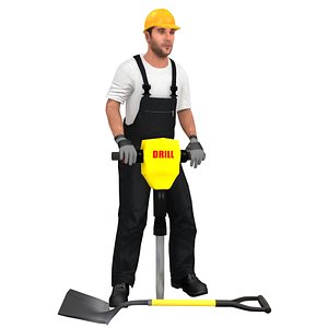 3D model rigged worker