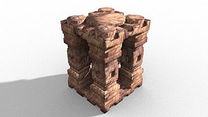 3D model wooden pedestal statue base
