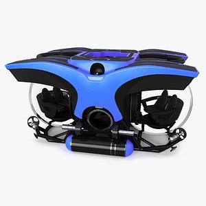 Tourist Deep Sea Submarine Blue Rigged 3D model