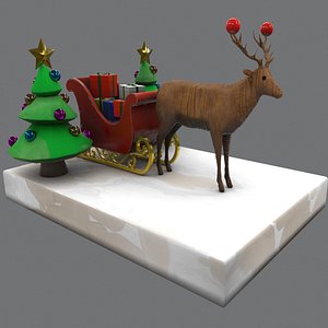 Christmas deer statue decor low-poly 3d model 3D