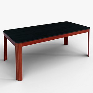 3D Realistic Dark Top Dining Table with Wooden Legs model