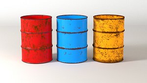 rusty oil drums contains 3D model
