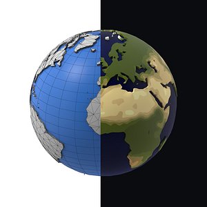 Earth low poly simple design cartoon