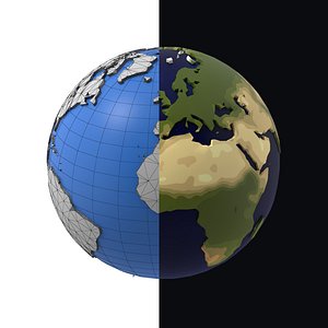 Earth low poly simple design cartoon
