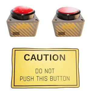 3D Yellow Caution Warning Sign with Push Buttons for Industrial Scenes 3D Button Prop model
