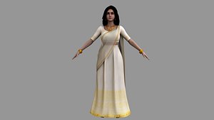 3D model indian kerala girl woman