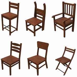 Set of 6 Antique Medieval Wooden Chairs