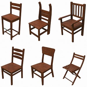 Set of 6 Antique Medieval Wooden Chairs