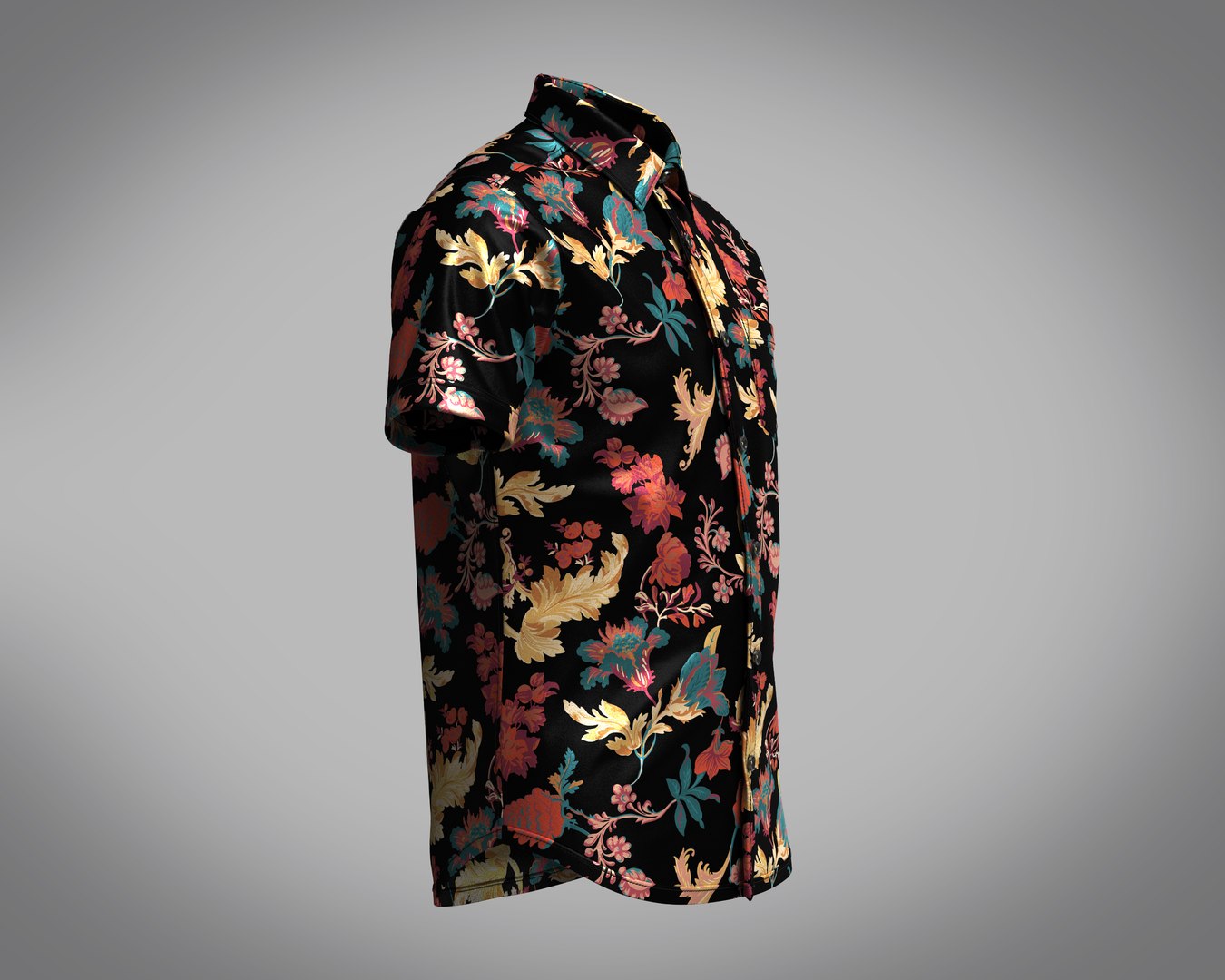 3D Mens Short Sleeve Floral Printed Shirt - TurboSquid 1992514