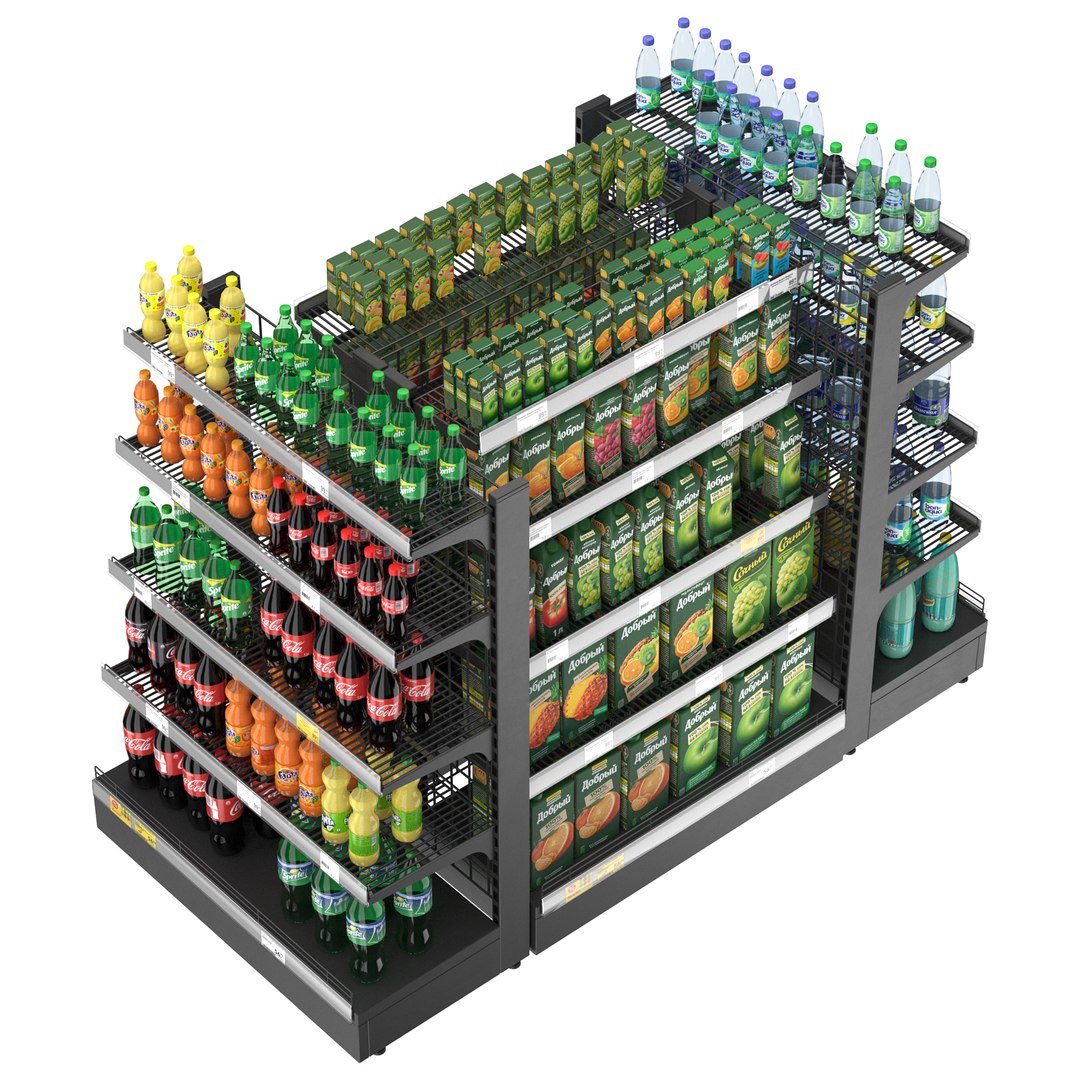 3D Model Drinks Shelf For Store 01 - TurboSquid 2443272