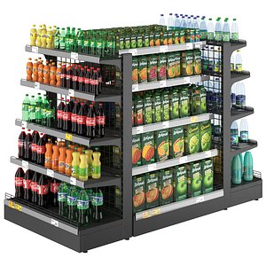 3D model Drinks shelf for store 01