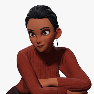 Cartoon Stylized woman with winter clothes Casual Attire