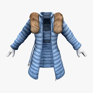 Fur Padded Winter Coat With Mittens
