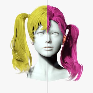 3D Female Hair - Pigtail Hair Style