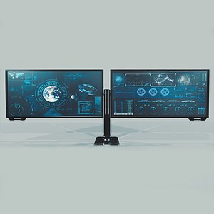 3D Dual Sci-Fi Monitor model