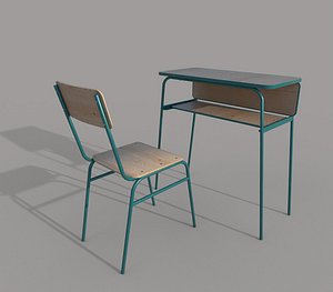 3D School chair and desk B