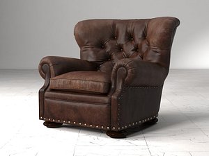 3D churchill leather chair nailheads model
