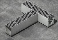V200 Linear Drain Channel T-Junction 1000mm Concrete Drain with Metal Grate