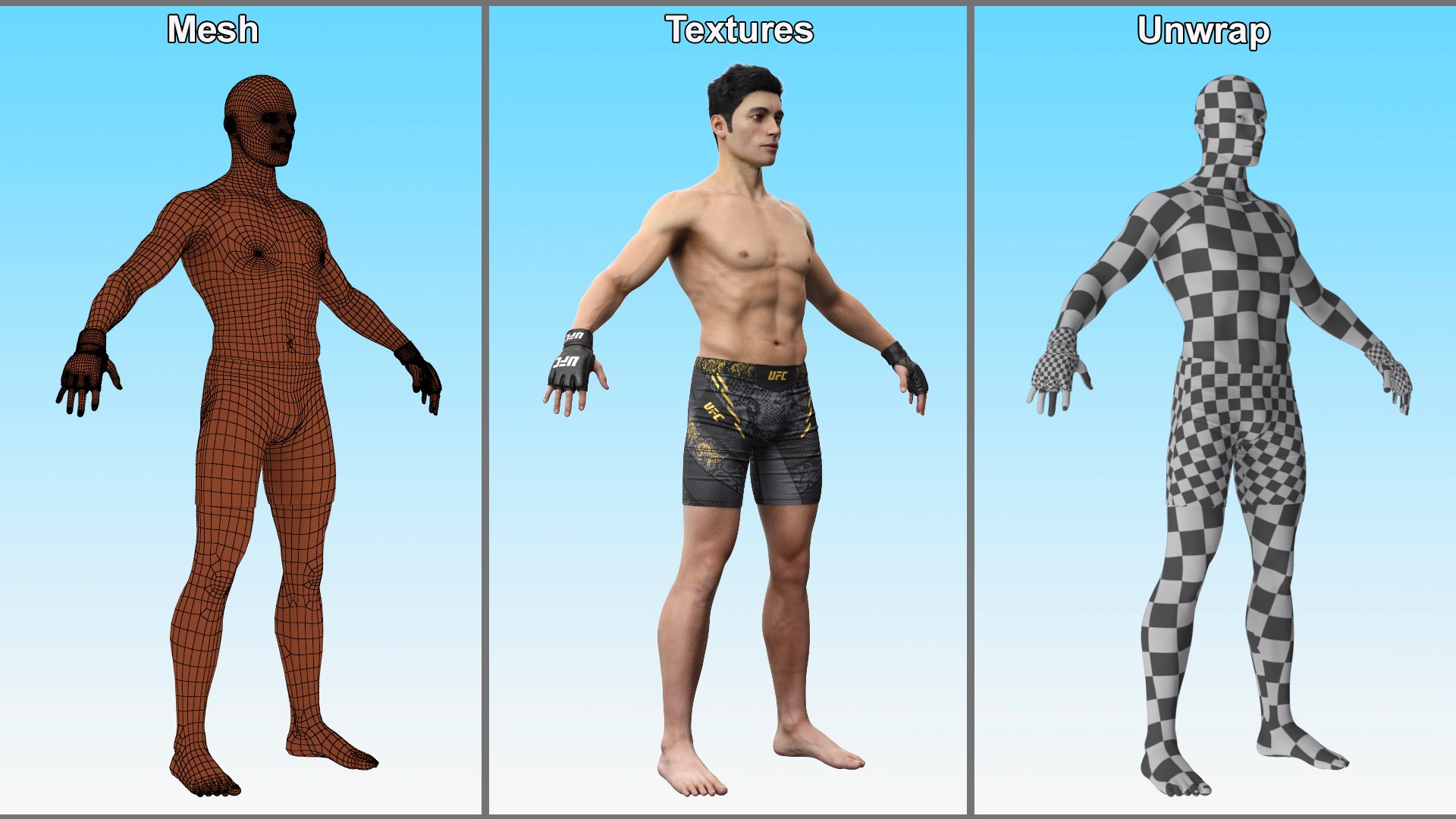 3D UFC MMA Fighter Jumping Animated Fur Rigged Model - TurboSquid 2382251