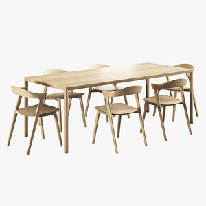 oak bok dining chair air dining table 3D model