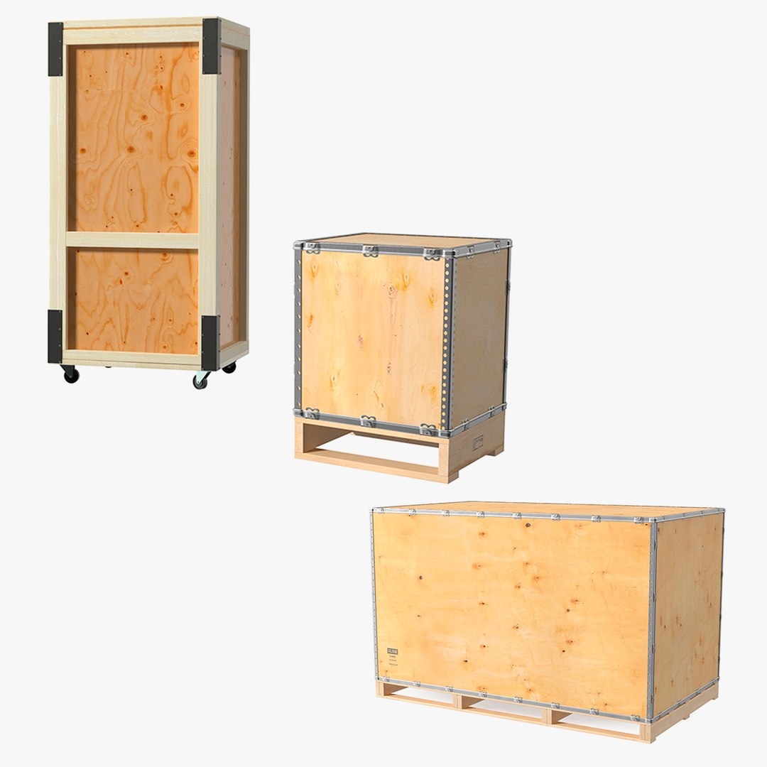Shipment Wooden Containers Collection 3D model preview