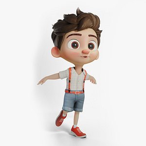 Cute Stylized Cartoon Boy 3D Character  Fully Rigged  Facial Rig 3D model