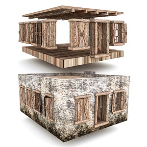 3D old stone building nterior