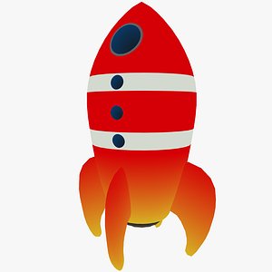 3d cartoon space rocket