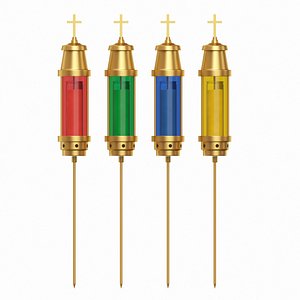 3D Set of Golden Cemetery Memorial Lights