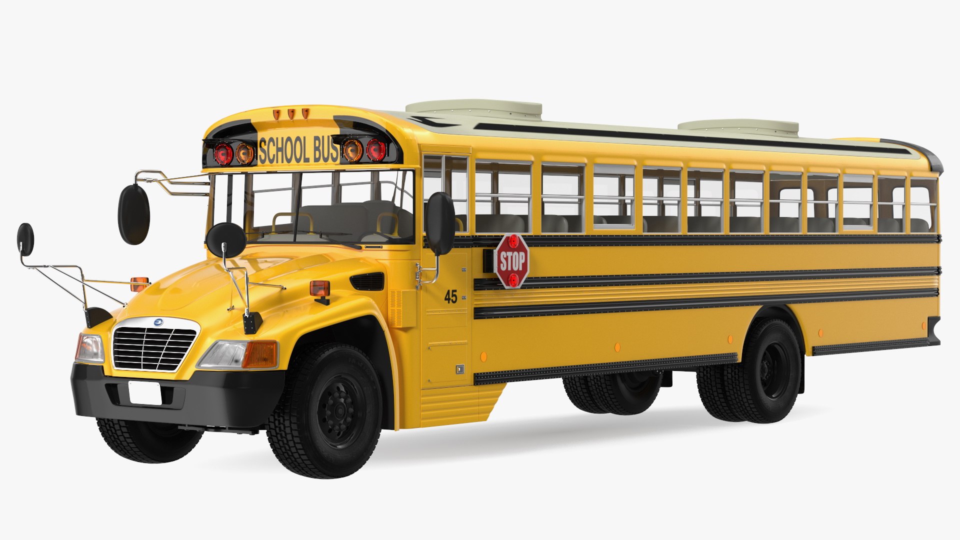 Blue Bird Vision School Bus Rigged 3D model preview