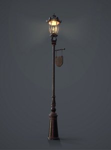 Street lamp with sign 3D model