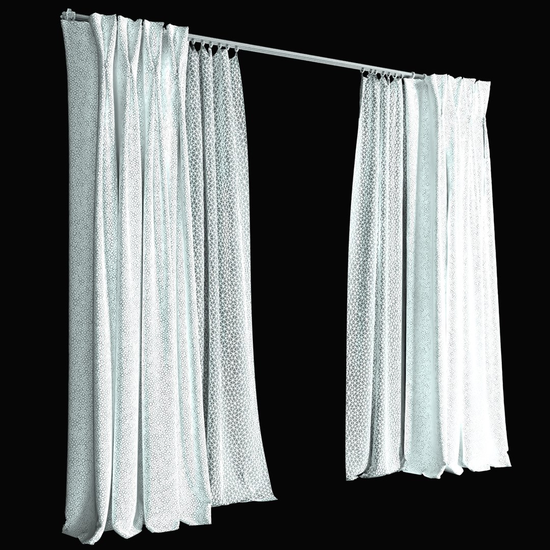 Double Pinch Pleat Curtains 3D model