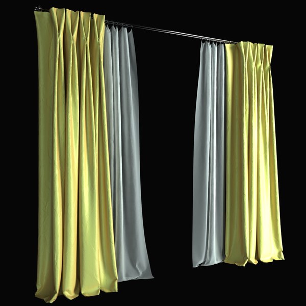 Double Pinch Pleat Curtains 3D model