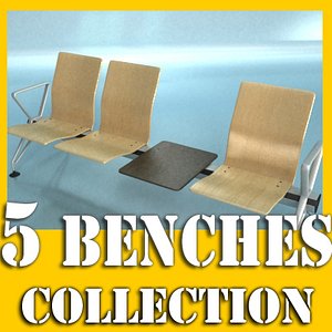 3d model 5 benches