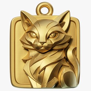Geometric Cat Pendant 3D model
