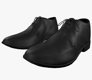 3D black leather shoes