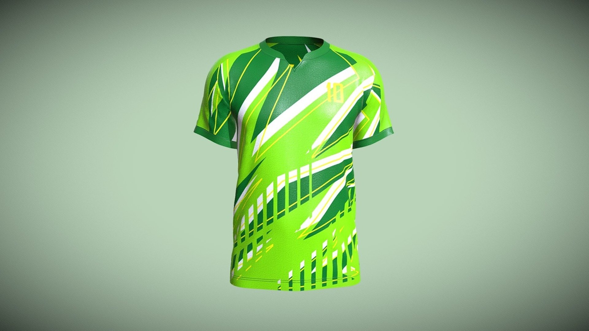 3D Mens Soccer Monochromatic Green Jersey Player-10 In Low Poly ...