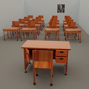 3D 3D asset classrom ready for game and animation