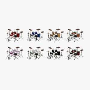 3D model 08 Drum Colors Collection - Drumming Music Instrument Design