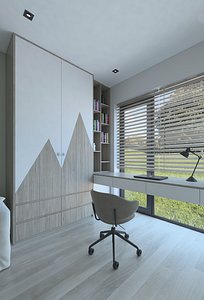 3D model Cozy childs room with a green wall