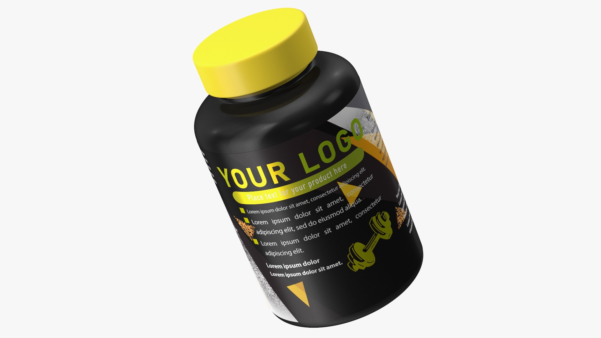 Plastic Jar Mockup Yellow 3D model preview