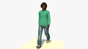 walking african girl character 3D model