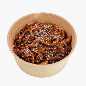 Udon Poke bowl lunch noodles with chicken korean asian meal