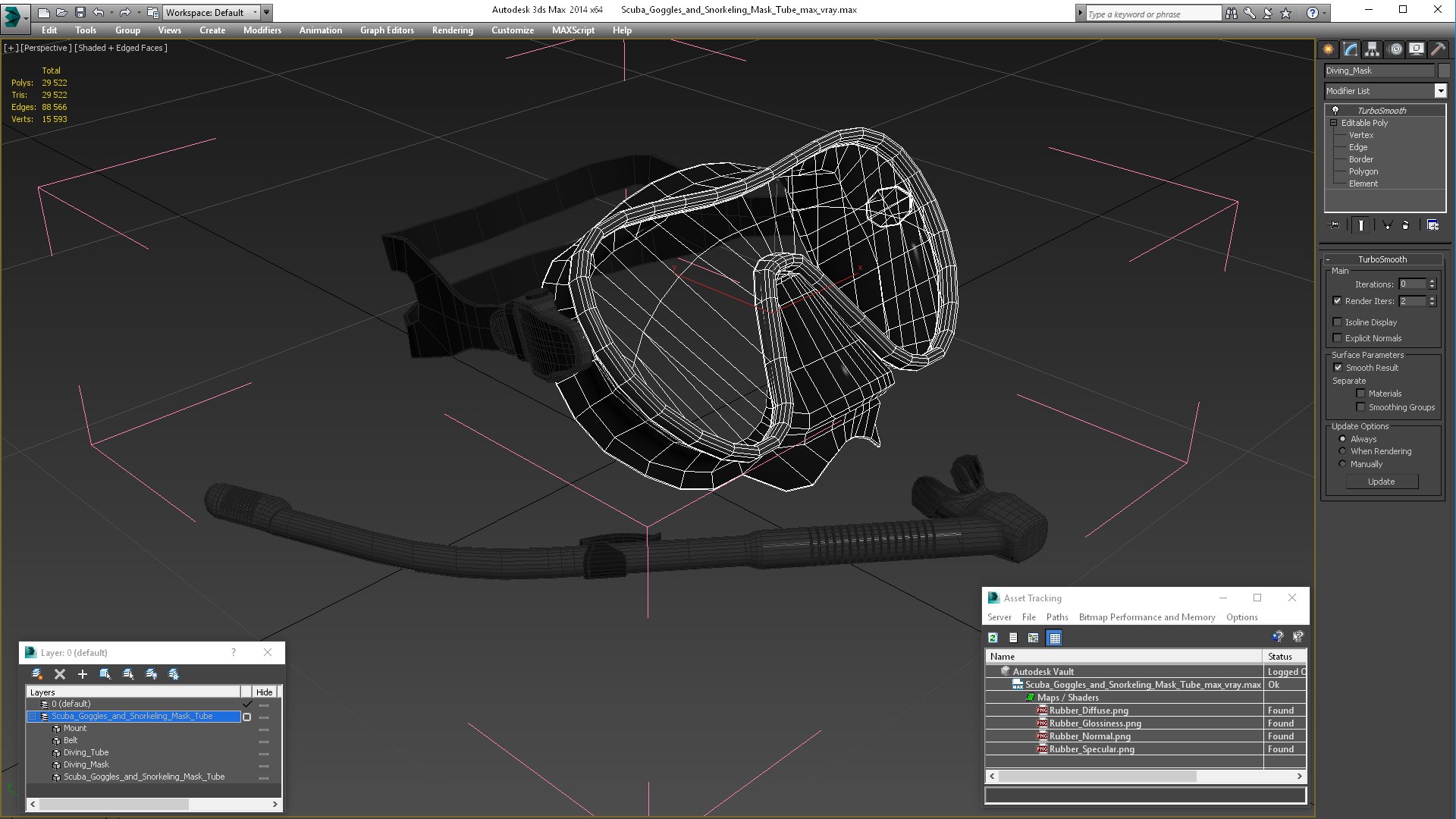 3D Scuba Goggles And Snorkeling Mask Tube TurboSquid 2131656