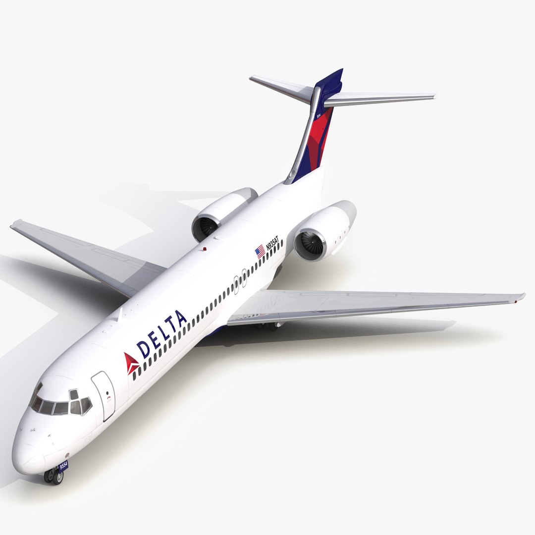 Boeing 717-200 Delta Air Lines Rigged 3D model preview