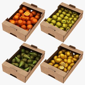 fruit cardboard box 1 3D model